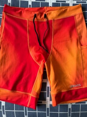 Men's Orange-Red Gradient Athletic Shorts